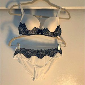 Adore Me white black Panty & Bra Set 34C and M